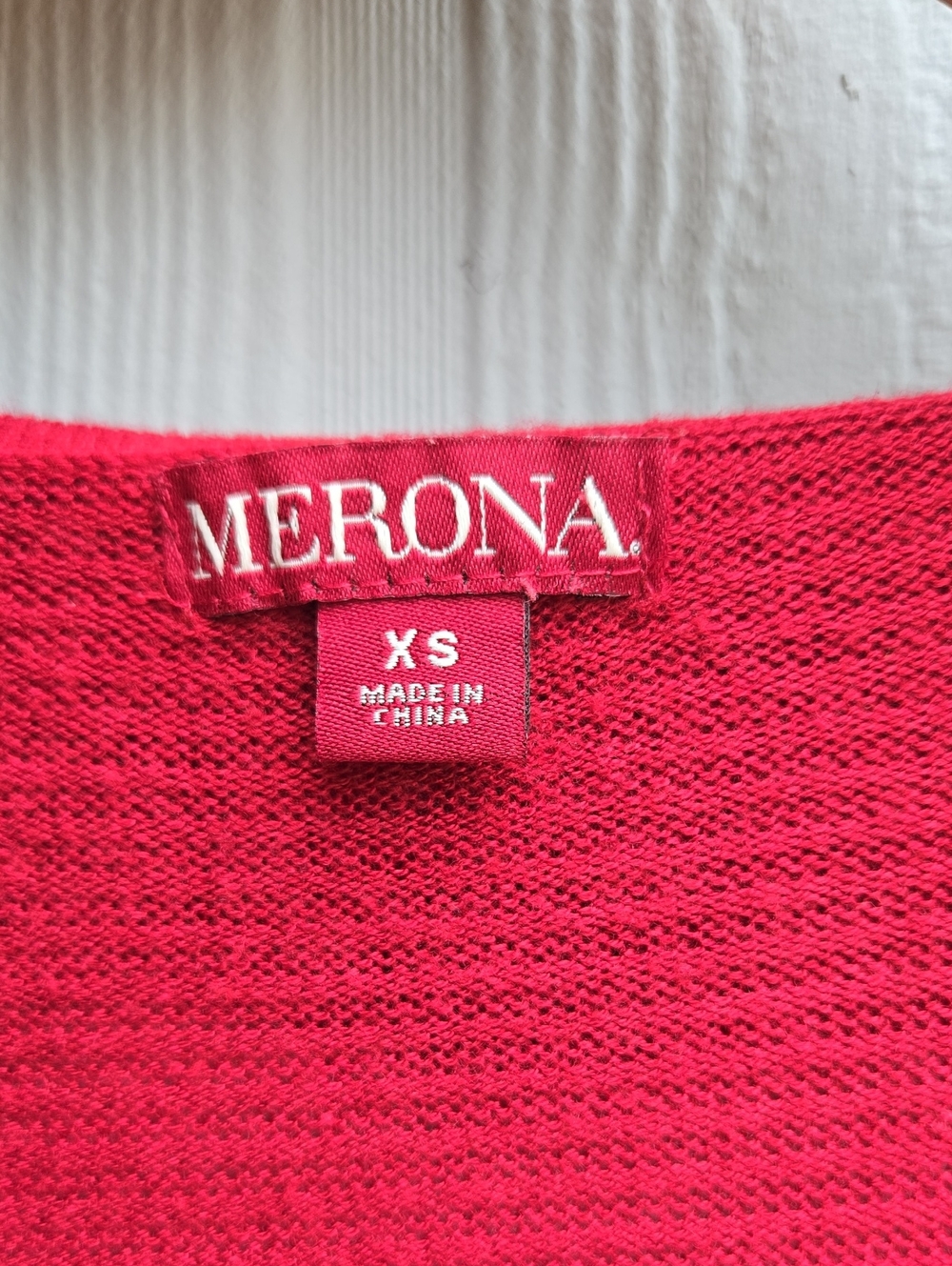 Merona Red Ruffle-Trim Open Cardigan - Picture 2 of 5